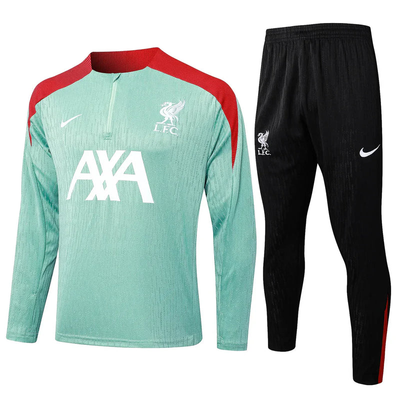 Conjunto Liverpool Zíper Curto Treino Verde Água 24/25