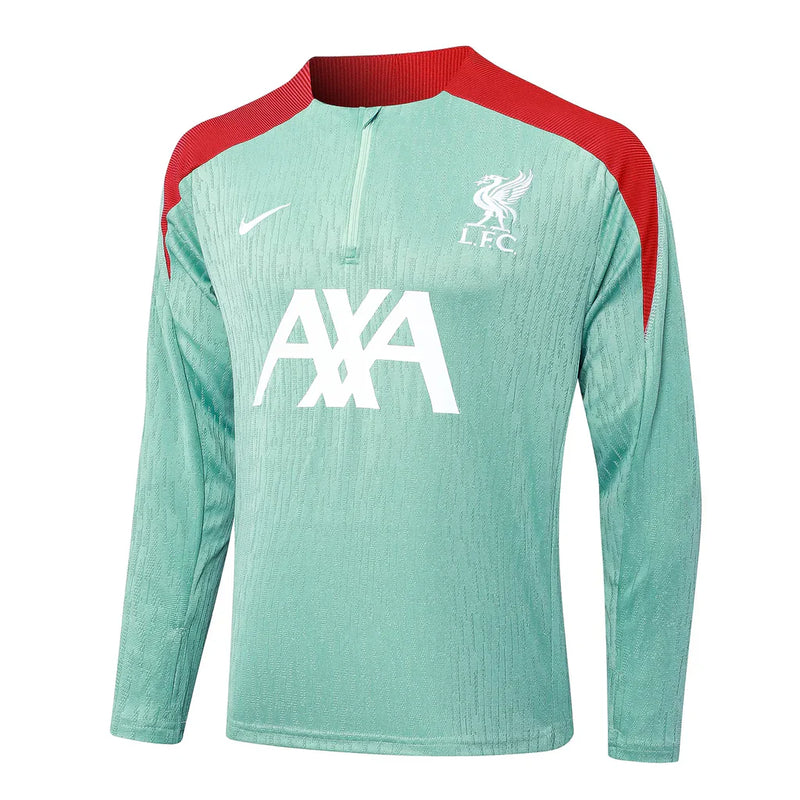 Conjunto Liverpool Zíper Curto Treino Verde Água 24/25