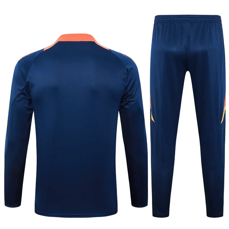 Conjunto Manchester United Zíper Curto Treino Azul 24/25