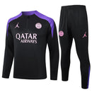Conjunto Paris Saint Germain Zíper Curto Treino Preto e Roxo 2024/25