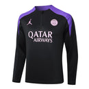 Conjunto Paris Saint Germain Zíper Curto Treino Preto e Roxo 2024/25