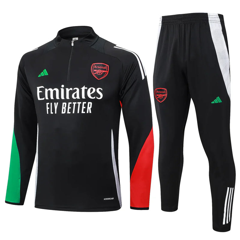 Conjunto Arsenal Zíper Curto Treino Preto 24/25