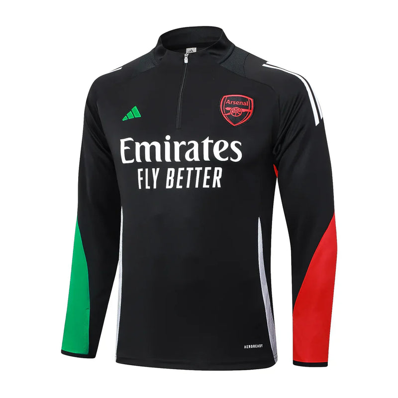 Conjunto Arsenal Zíper Curto Treino Preto 24/25