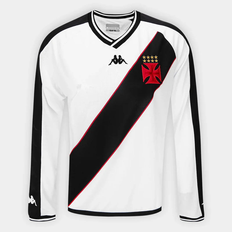 Camisa Vasco II 24/25 s/n° Jogador Kappa Manga Longa - Branco+Preto